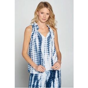 Heroes & Dreamers | Women's Tie-Dye Ruffle Neck Sleeveless Top, S